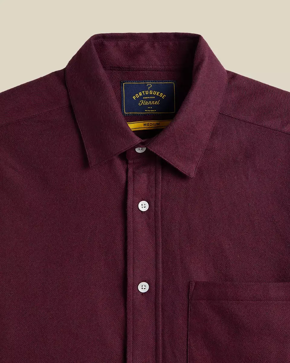 Portuguese Flannel Teca Shirt Bordeaux Herren Hemd rot